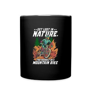 Downhill Mountain Bike Mountain Biking MTB - Full Colour Mug - black - Front