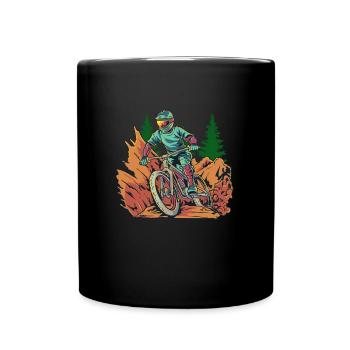 Downhill Mountain Bike MTB Mountain Biking - Full Colour Mug - black - Front