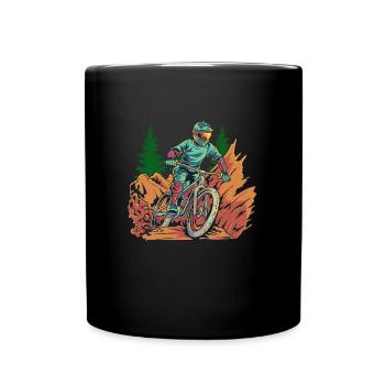 Mountain Biking Downhill Mountain Bike MTB - Full Colour Mug - black - Front