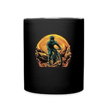 Downhill Mountain Bike MTB Mountain Biking - Full Colour Mug - black - Front