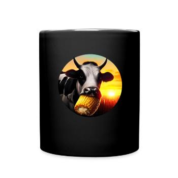 Vache appréciant le maïs - Mug uni - noir - Devant