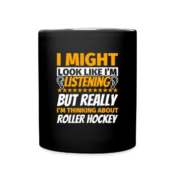 Rollhockey lustiges Geschenk - Tasse einfarbig - Schwarz - Vorne