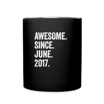 6 Years Old Awesome Since June 2017 6th Birthday - Full Colour Mug - black - Front
