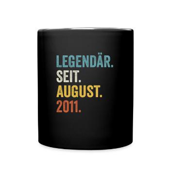 12. Geburtstag 12 Jahre Legendär Seit August 2011 - Tasse einfarbig - Schwarz - Vorne