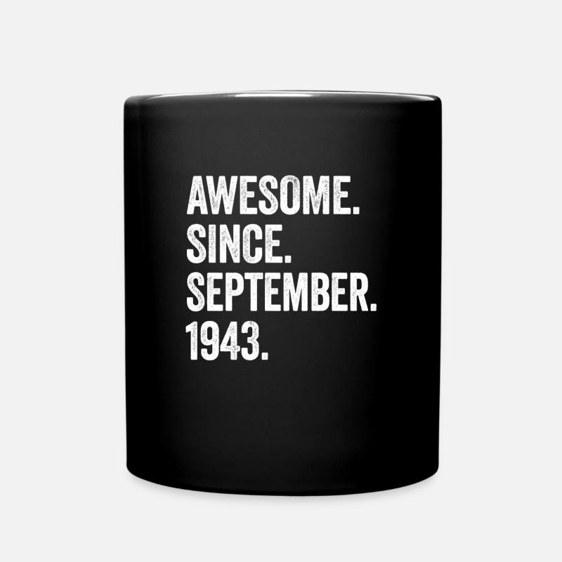 80 Years Old Awesome Since September 1943 80th - Full Colour Mug - black