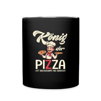 Pizzaiolo König der Pizza drolliger Bilderrahmen - Tasse einfarbig - Schwarz - Vorne