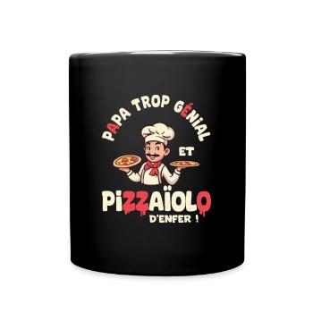 Papa Pizzaiolo trop génial - Mug uni - noir - Devant