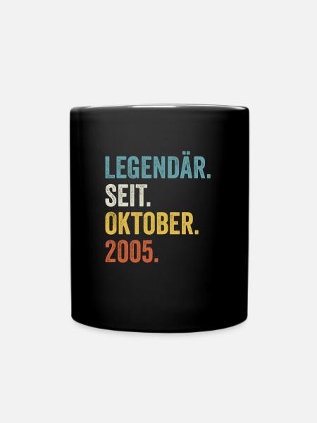 18. Geburtstag 18 Jahre Legendär Seit Oktober 2005 - Tasse einfarbig - Schwarz