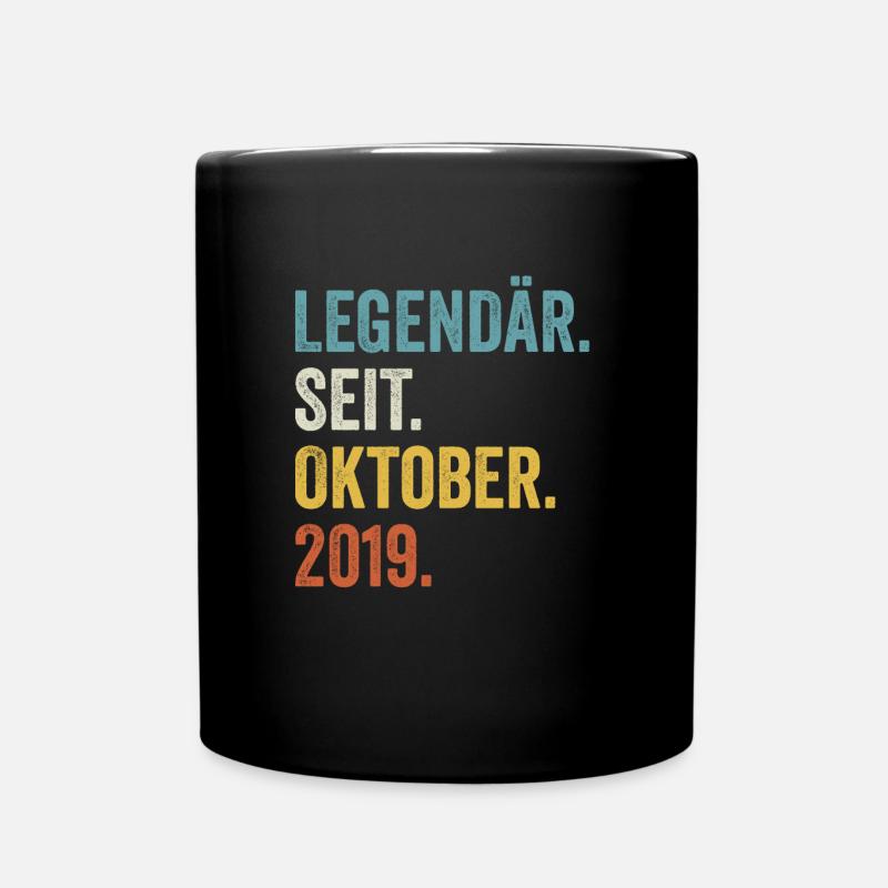 4. Geburtstag 4 Jahre Legendär Seit Oktober 2019 - Tasse einfarbig - Schwarz