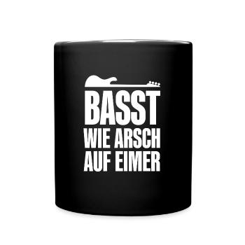 Bassgitarre Lustiger Spruch für Bassist Basst wie - Tasse einfarbig - Schwarz - Vorne