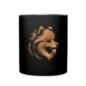 Pomeranian, Pomeranian, Dog Head Drawing bronze - Full Colour Mug - black - Front