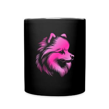 Pomeranian, Pomeranian, Dog's Head, Drawing pink - Full Colour Mug - black - Front