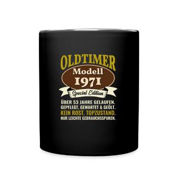 53. Geburtstag Oldtimer Modell 1971 53 Jahre - Tasse einfarbig - Schwarz - Vorne