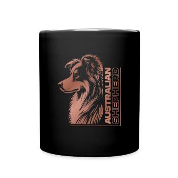 Australian Shepherd Portrait | Aussie's head rose gold - Full Colour Mug - black - Front