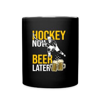 Eishockeyspieler Geschenk Bier Geschenk - Tasse einfarbig - Schwarz - Vorne