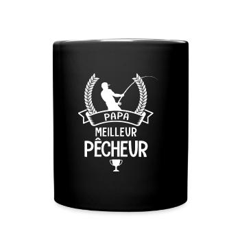 Papa meilleur pêcheur fete papa peche - Mug uni - noir - Devant