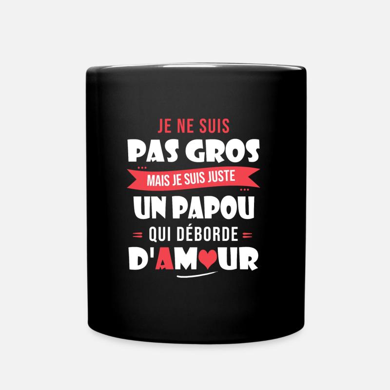 Papou pas gros trop d amour papa papi cadeau fete - Mug uni - noir