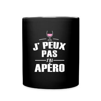 je peux pas j ai apéro pour homme femme - Mug uni - noir - Devant