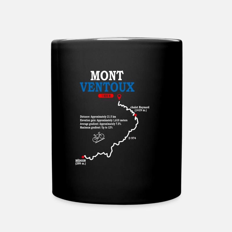 Bike Mont Ventoux route map Bédoin - Full Colour Mug - black