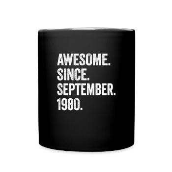 Awesome Since September 1980 44th Birthday - Full Colour Mug - black - Front