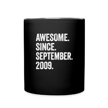 Awesome Since September 2009 15th Birthday - Full Colour Mug - black - Front
