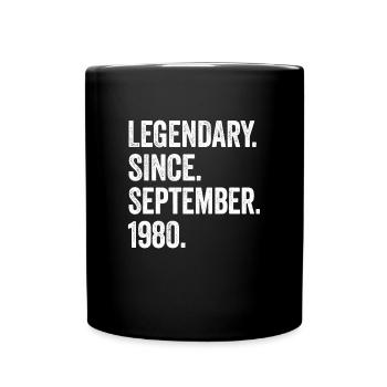 Legendary Since September 1980 44th Birthday - Full Colour Mug - black - Front
