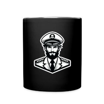 Autocollant Capitaine - Mug uni - noir - Devant