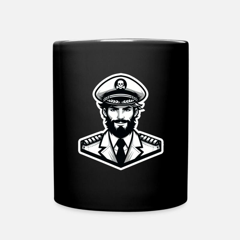 Kapitän Sticker - Tasse einfarbig - Schwarz