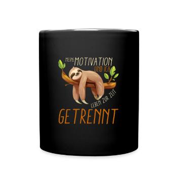 Funny Sloth, Motivation & I Life Separated - Full Colour Mug - black - Front