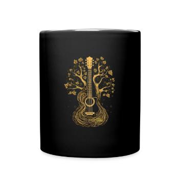 Guitare en bois avec arbre – Music & Nature Design - Mug uni - noir - Devant
