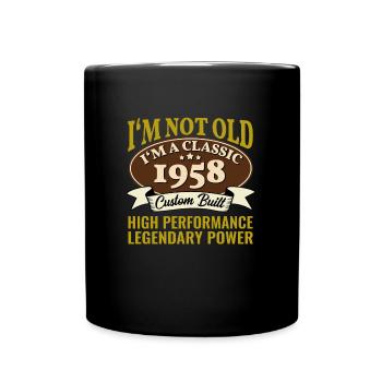 67. Geburtstag Oldtimer Jahrgang 1958 67 Jahre - Tasse einfarbig - Schwarz - Vorne