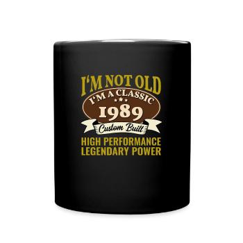 36e anniversaire Voiture classique Né en 1989 36 ans - Mug uni - noir - Devant