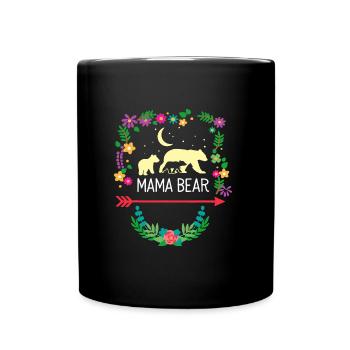 Floral Mama Bear Family für Muttertag Mutter - Tasse einfarbig - Schwarz - Vorne