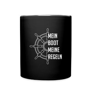Mein Boot meine Regeln - Tasse einfarbig - Schwarz - Vorne
