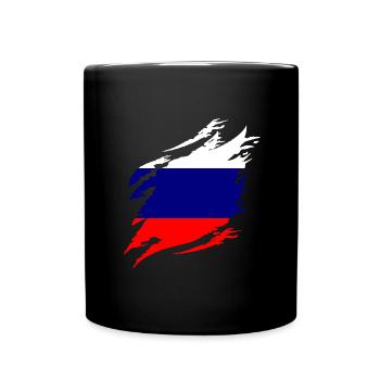 Drapeau de russie Vintage Drapeau russe d’occasion Look - Mug uni - noir - Devant