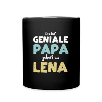 Dieser Geniale Papa Gehört Zu Lena - Tasse einfarbig - Schwarz - Vorne