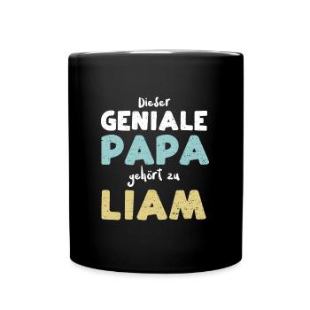 Dieser Geniale Papa Gehört Zu Liam - Tasse einfarbig - Schwarz - Vorne