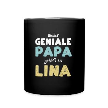 Dieser Geniale Papa Gehört Zu Lina - Tasse einfarbig - Schwarz - Vorne