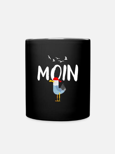 Moin Möwe Vogel Hafen Geschenk - Tasse einfarbig - Schwarz