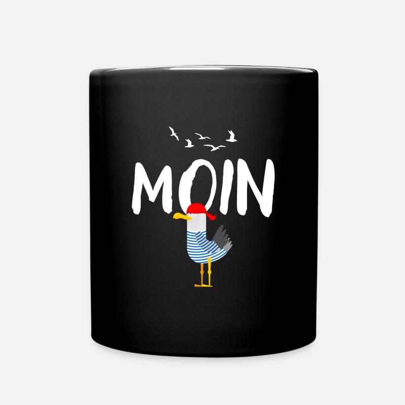 Moin Möwe Vogel Hafen Geschenk - Tasse einfarbig - Schwarz