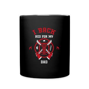Je soutiens rouge pour mon père - Mug uni - noir - Devant