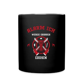 Alarm Ich Werde Großer Cousin - Tasse einfarbig - Schwarz - Vorne