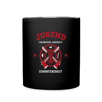 Jugend Feuerwehr Jederzeit Einsa... - Tasse einfarbig - Schwarz - Vorne