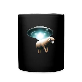 Schaf Entführung durch UFO - Tasse einfarbig - Schwarz - Vorne