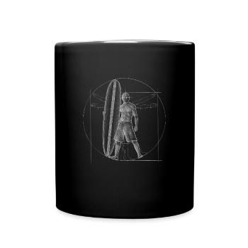 Surfer Dude Retro Surfboard Vitruvian Man - Full Colour Mug - black - Front