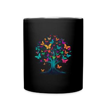 Schmetterling Baum Natur Raube Insekt - Tasse einfarbig - Schwarz - Vorne