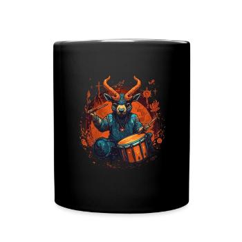 Chèvre Batteur Musique Animal Drums Batteur - Mug uni - noir - Devant