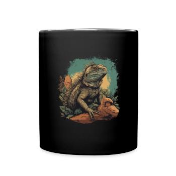 iguana branch reptiles green iguana - Full Colour Mug - black - Front