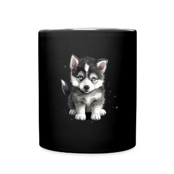 Husky Puppy Dog Baby Sled Dog - Mug uni - noir - Devant
