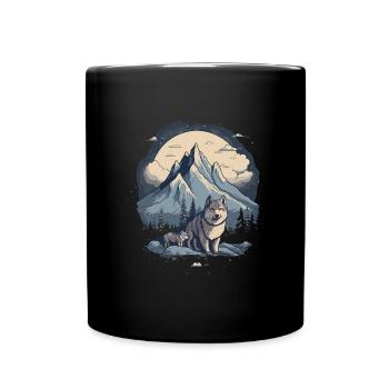 Husky Hund Schlittenhund - Tasse einfarbig - Schwarz - Vorne